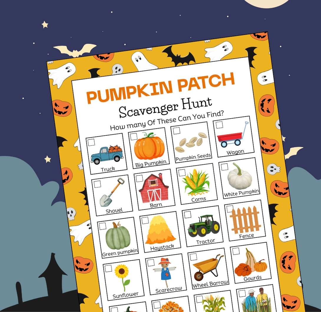 Pumpkin patch scavenger hunt for kids