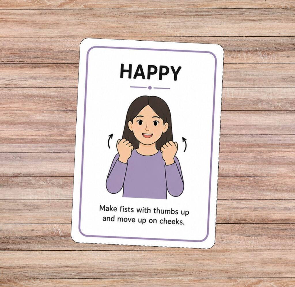 Printable ASL flashcards at home.