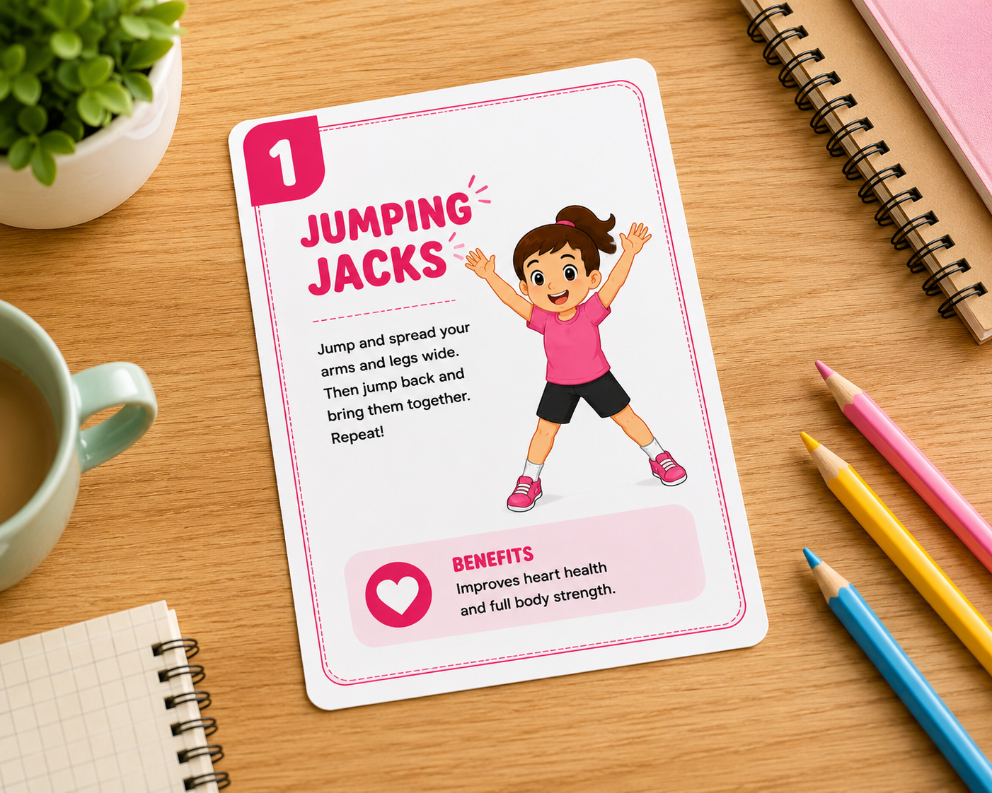 Kids Exercise Poses Flashcards.