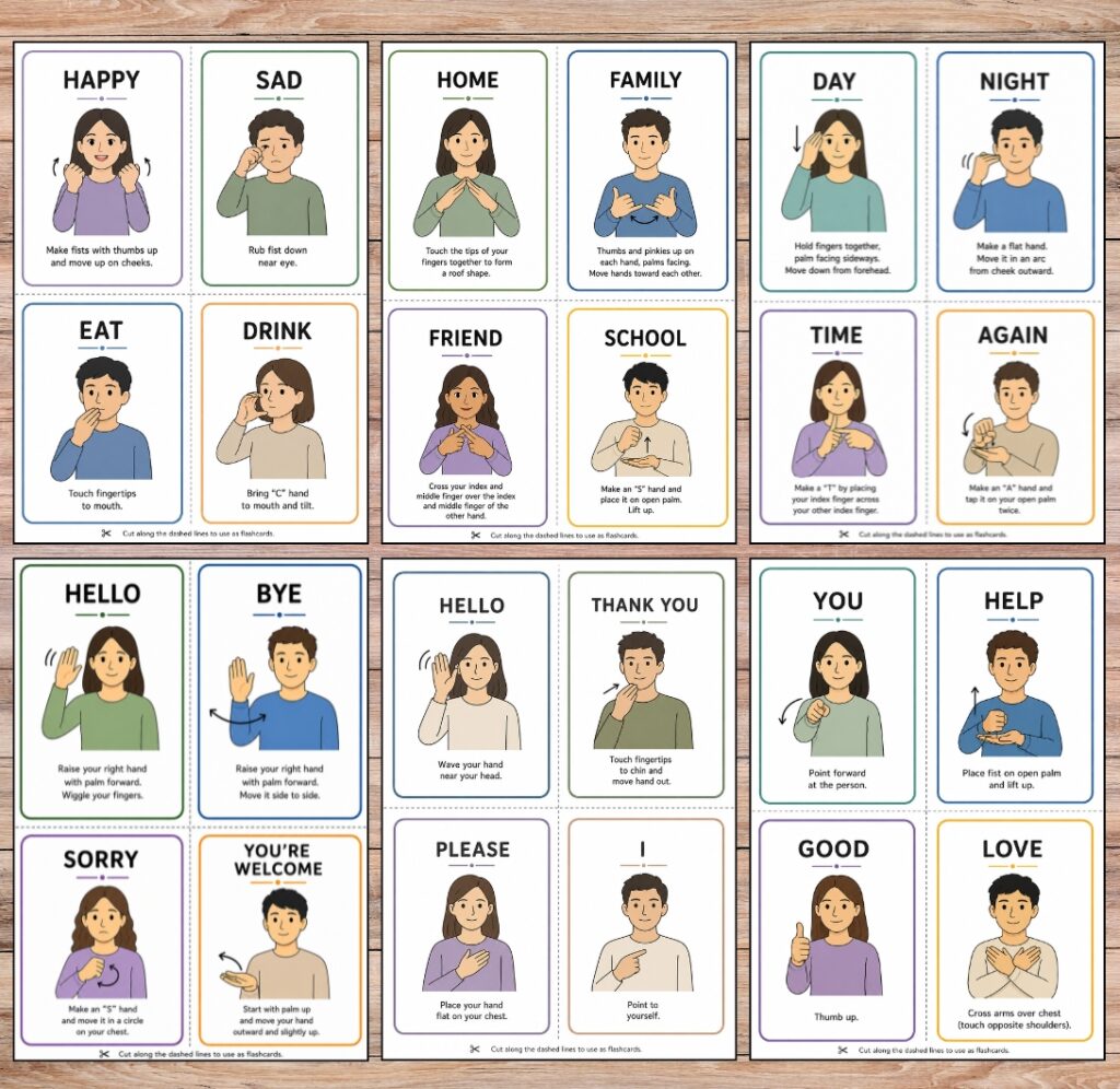 advanced ASL flashcard activities.