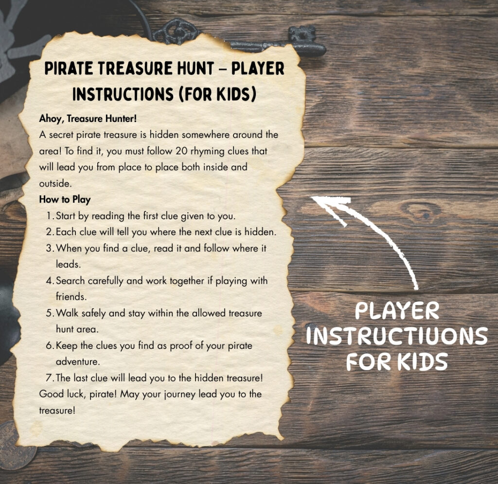 Birthday game with player instructions for kids